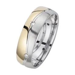 Eheringe Gelb- und Weißgold mit Diamanten Breite 5,5 mm WR0804