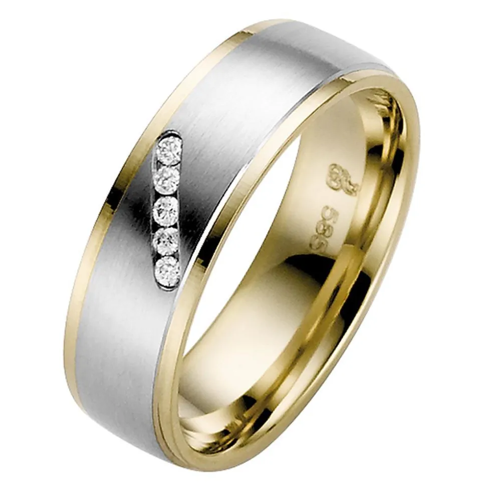 Eheringe Weiß- und Gelbgold 6mm 50754