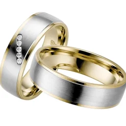 Eheringe Weiß- und Gelbgold 6mm 50754