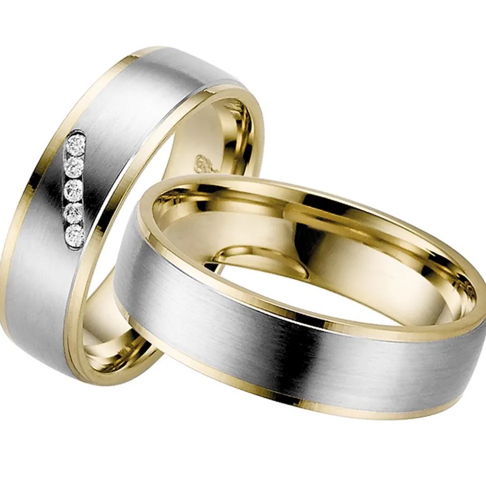 Eheringe Weiß- und Gelbgold 6mm 50754