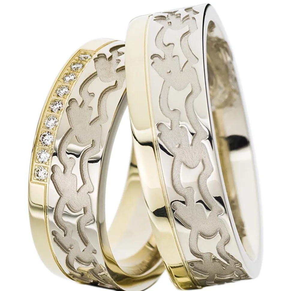 Eheringe Weiß- und Gelbgold 7mm 50670