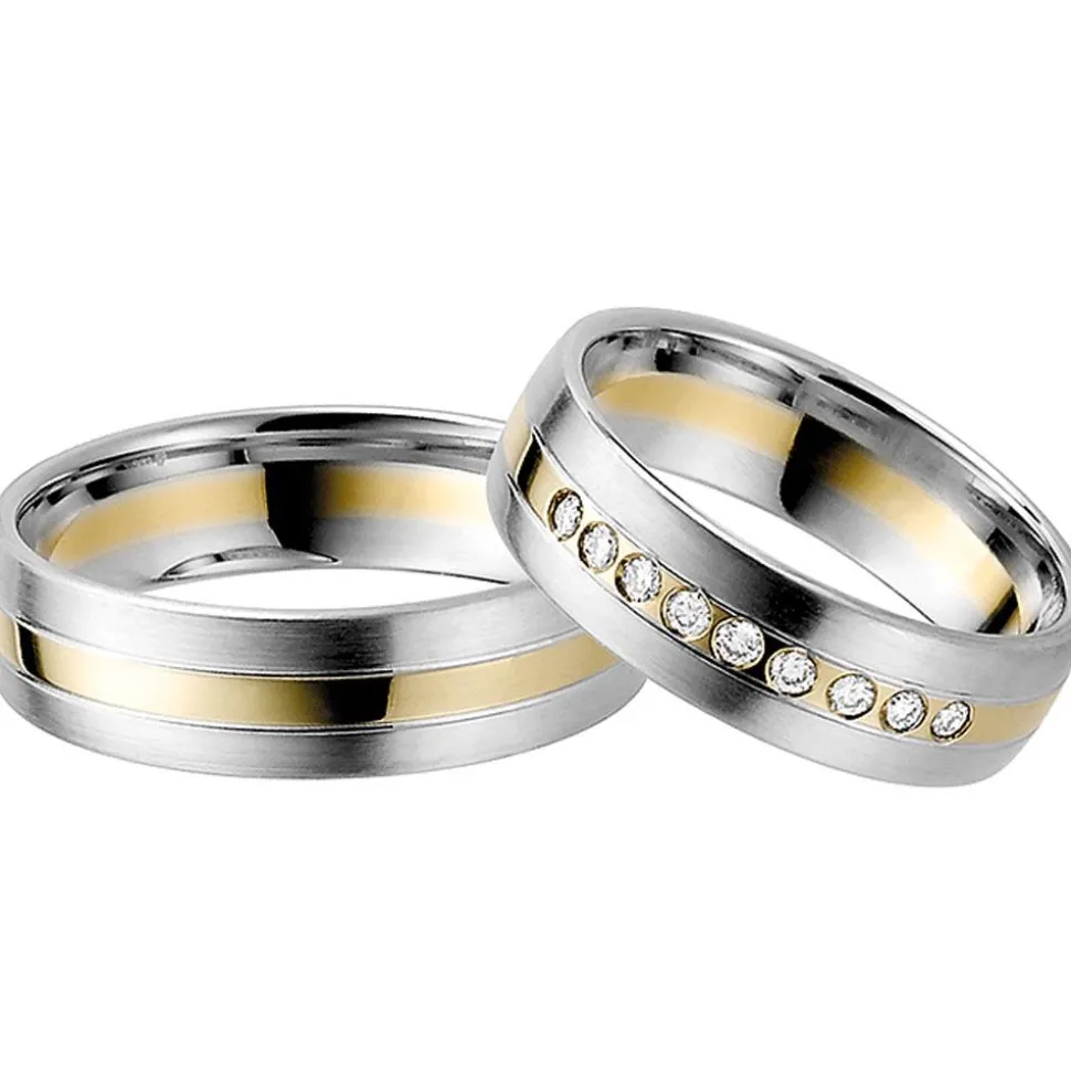 Eheringe Weiß- und Gelbgold 6mm 50816