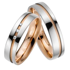 Eheringe Weiß- und Rotgold 5mm 50925