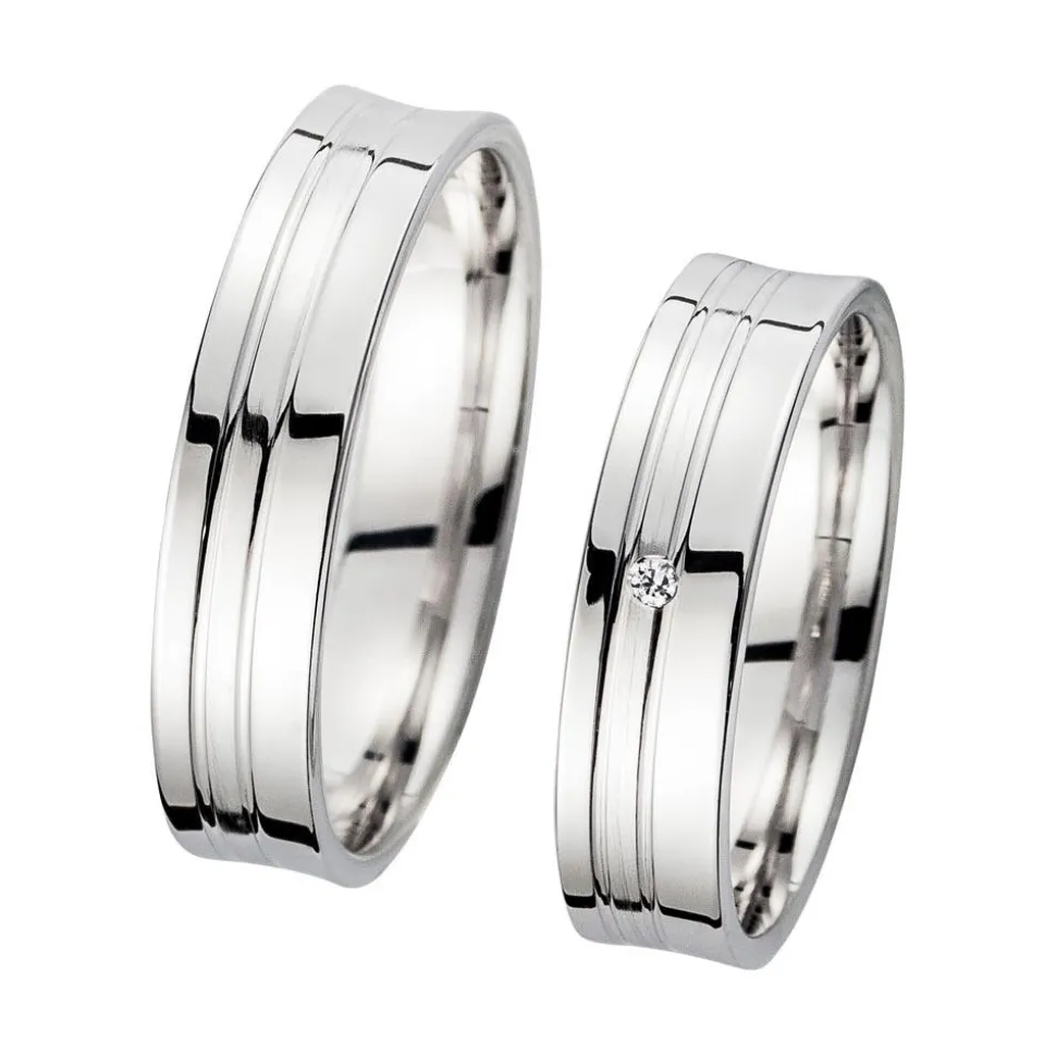 Eheringe Weißgold mit Brillant Breite 5 mm WR0812