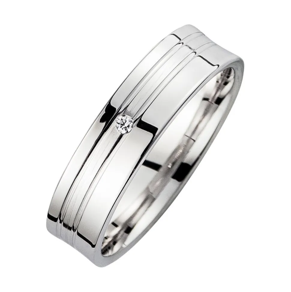 Eheringe Weißgold mit Brillant Breite 5 mm WR0812