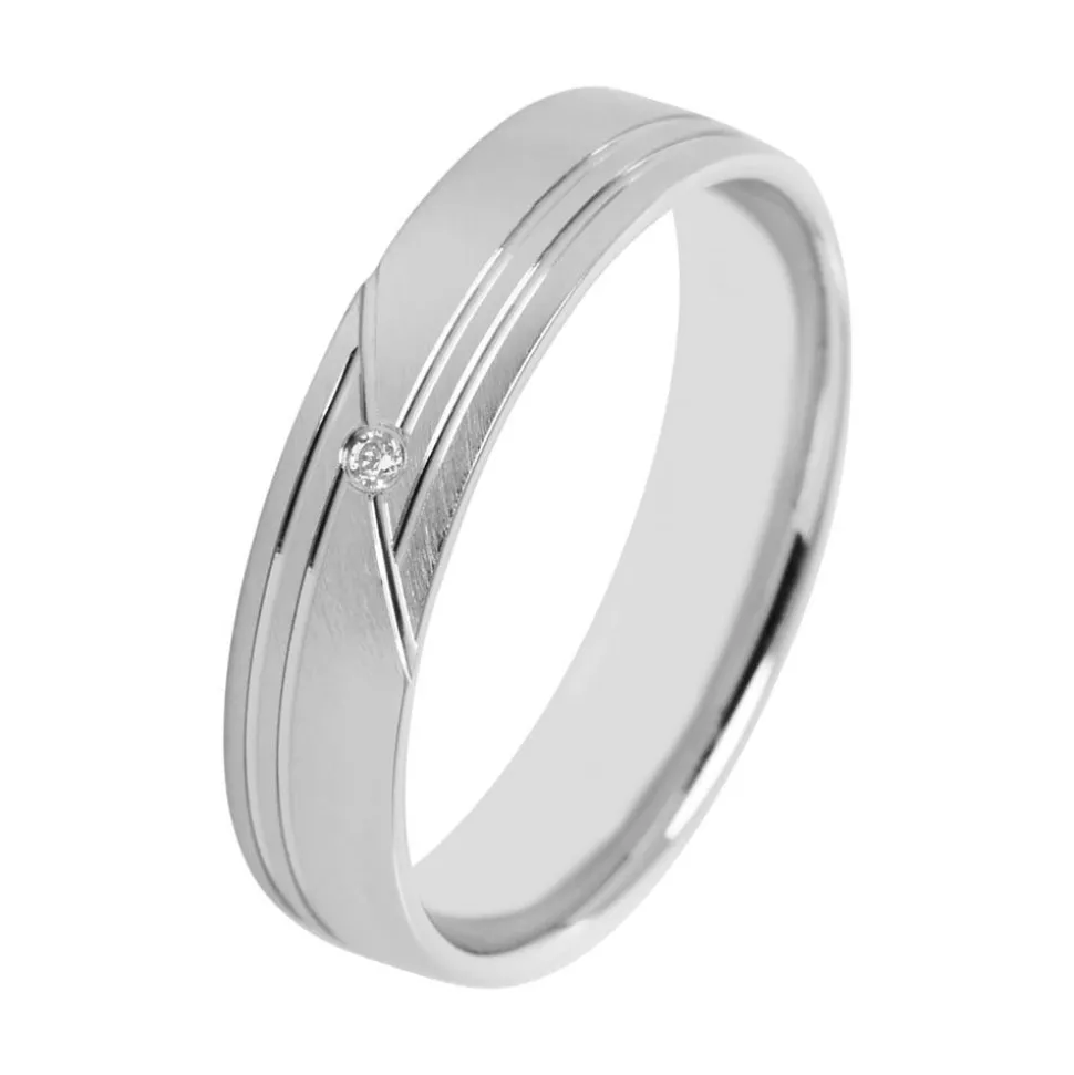 Eheringe Weißgold mit Diamant Breite 4,5 mm WR0963