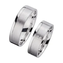 Eheringe Weißgold mit Diamanten Breite 6 mm WR0876