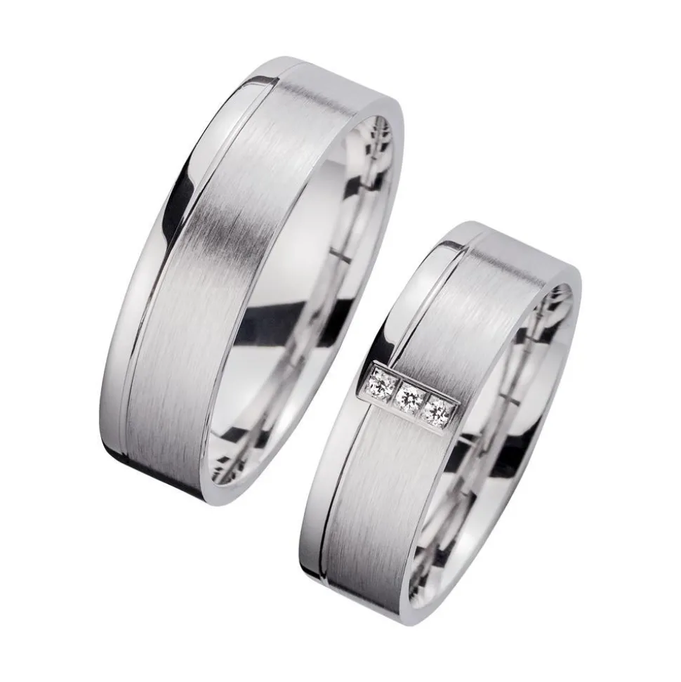 Eheringe Weißgold mit Diamanten Breite 6 mm WR0876