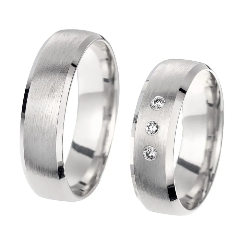 Eheringe Weißgold mit Diamanten Breite 6 mm WR0864