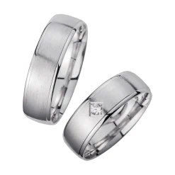 Eheringe Weißgold mit Diamant Breite 6 mm WR0912