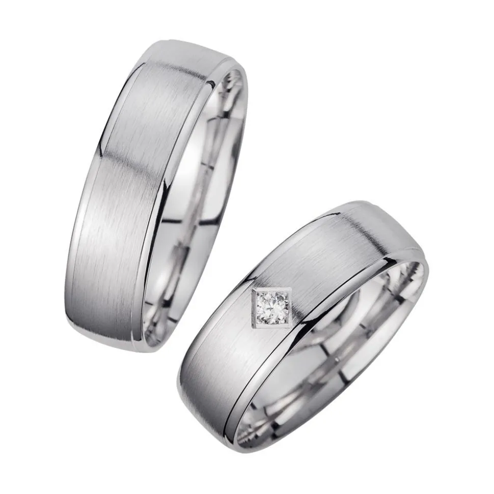 Eheringe Weißgold mit Diamant Breite 6 mm WR0912