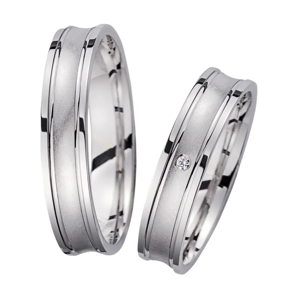 Eheringe Weißgold mit Diamant Breite 4,5 mm WR0961