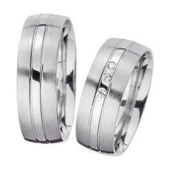 Eheringe Weißgold mit Diamanten Breite 7 mm WR0882