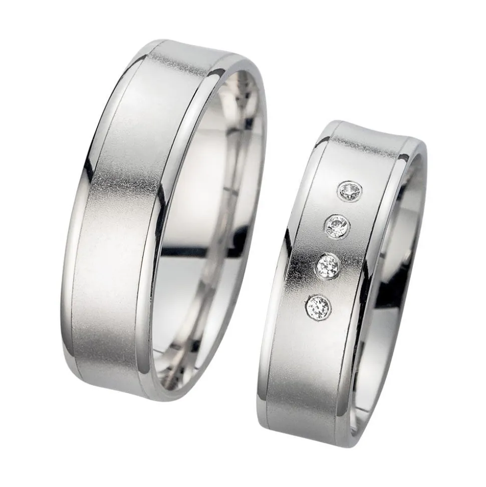 Eheringe Weißgold mit Diamanten Breite 6 mm WR0936