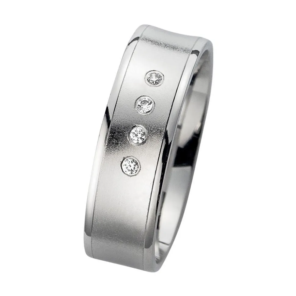 Eheringe Weißgold mit Diamanten Breite 6 mm WR0936