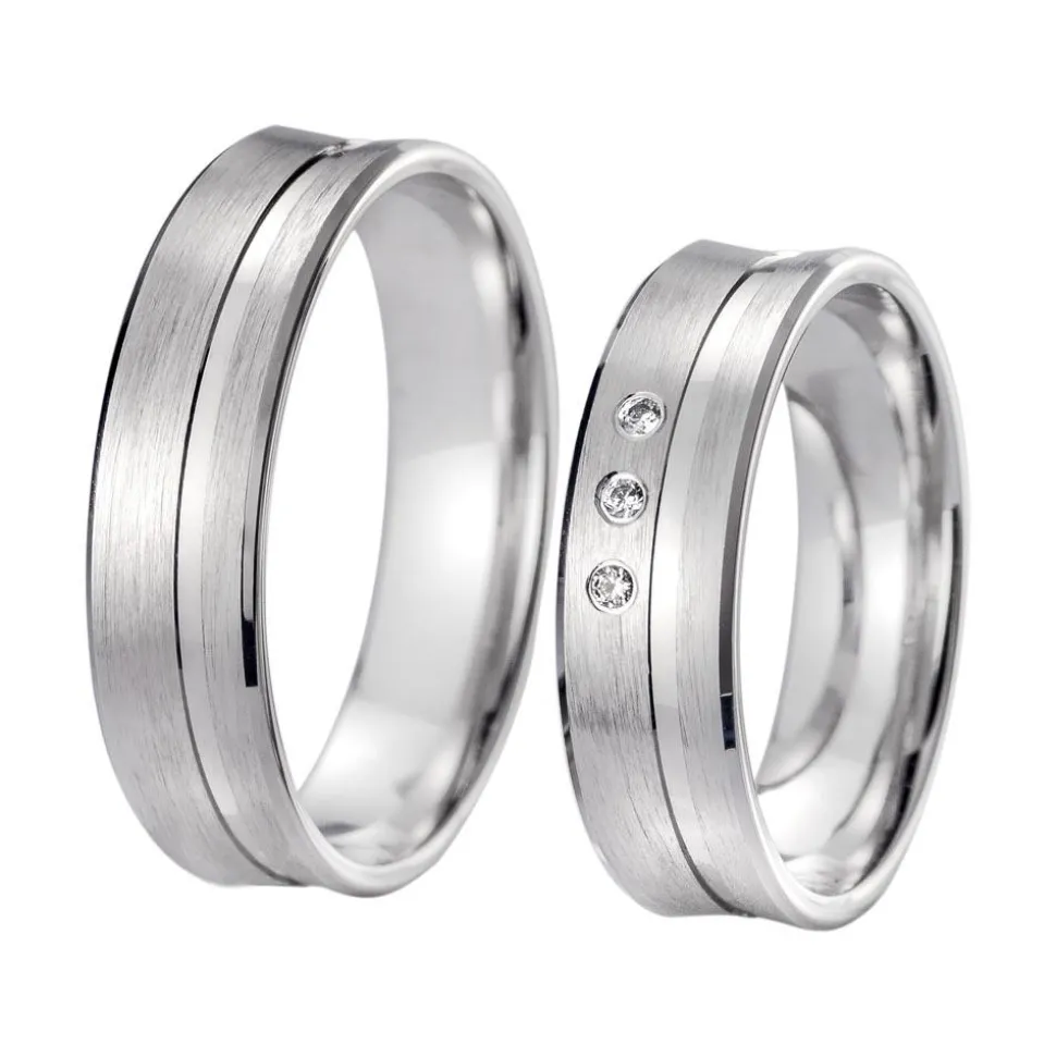 Eheringe Weißgold mit Diamanten Breite 5,5 mm WR0952