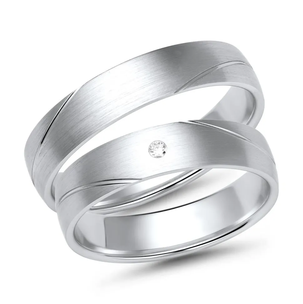 Eheringe Weißgold mit Diamant Breite 4,5 mm WR0763
