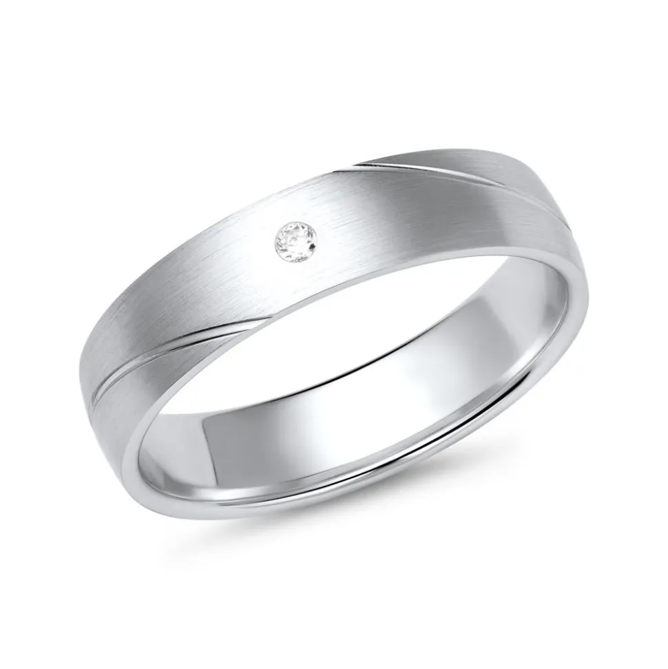 Eheringe Weißgold mit Diamant Breite 4,5 mm WR0763