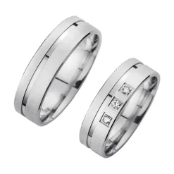 Eheringe Weißgold mit Diamanten Breite 6 mm WR0944
