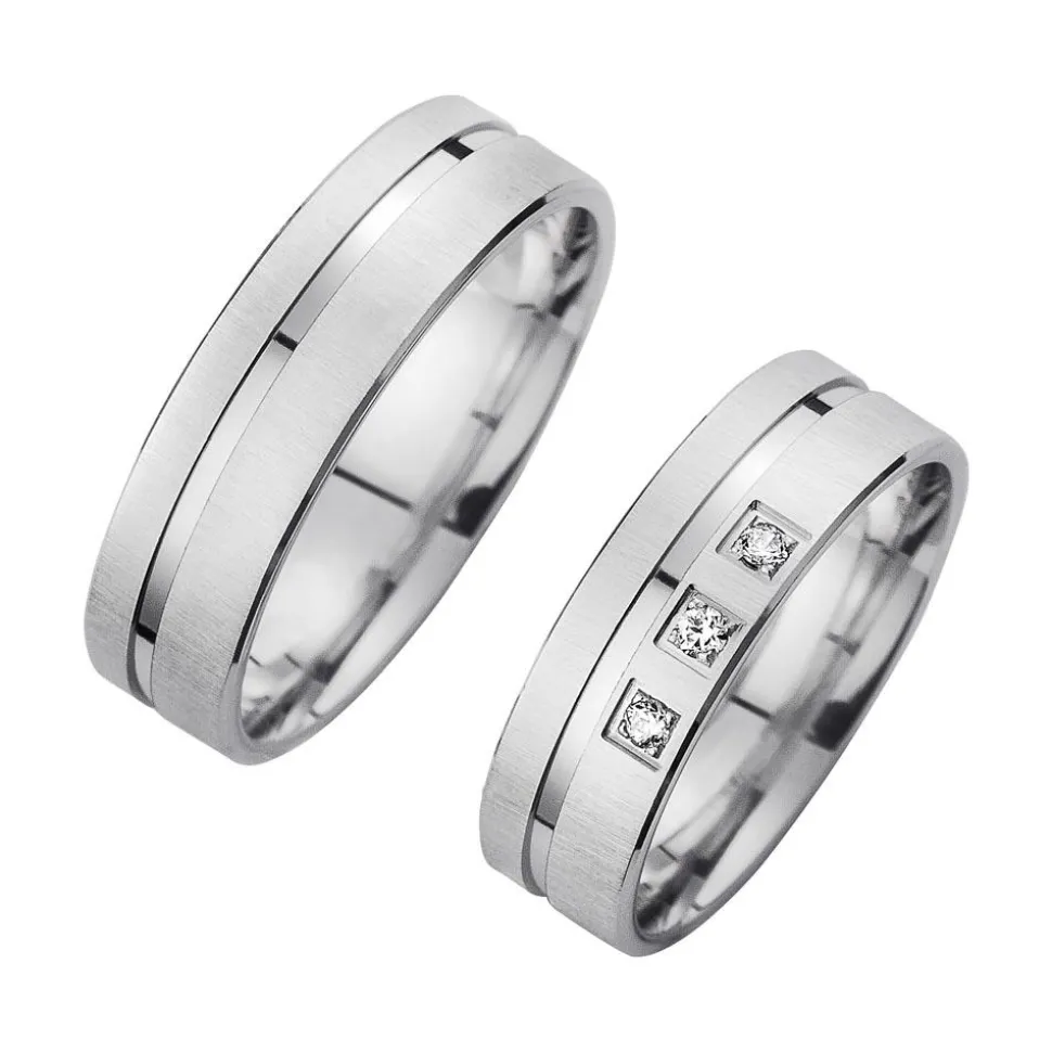 Eheringe Weißgold mit Diamanten Breite 6 mm WR0944