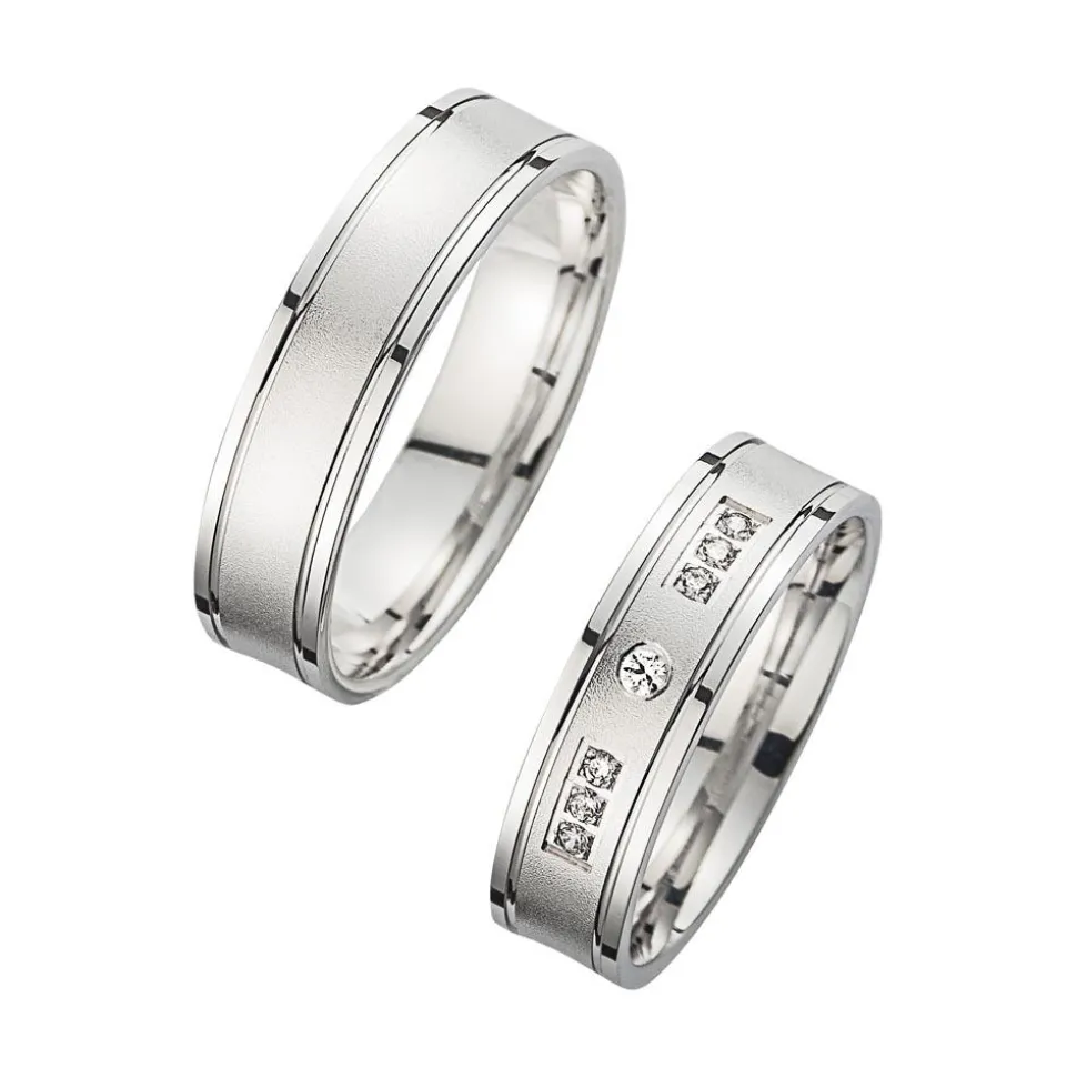 Eheringe Weißgold mit Diamanten Breite 5,5 mm WR0960