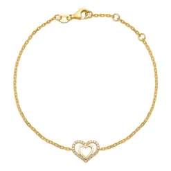 750er Gelbgold-Herz-Armband 28 Diamanten BDB0002-18KG