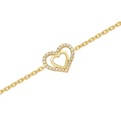 750er Gelbgold-Herz-Armband 28 Diamanten BDB0002-18KG