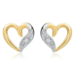 585er Gelbgold-Ohrringe Herz 2 Diamanten 0,02ct. DE0155