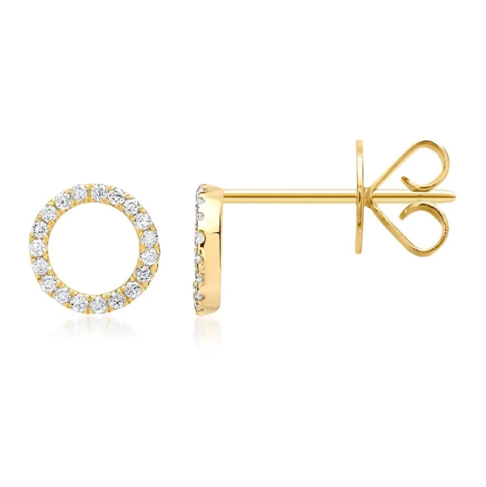 750er Gelbgold-Ohrringe Kreis 38 Diamanten BDE0005-18KG