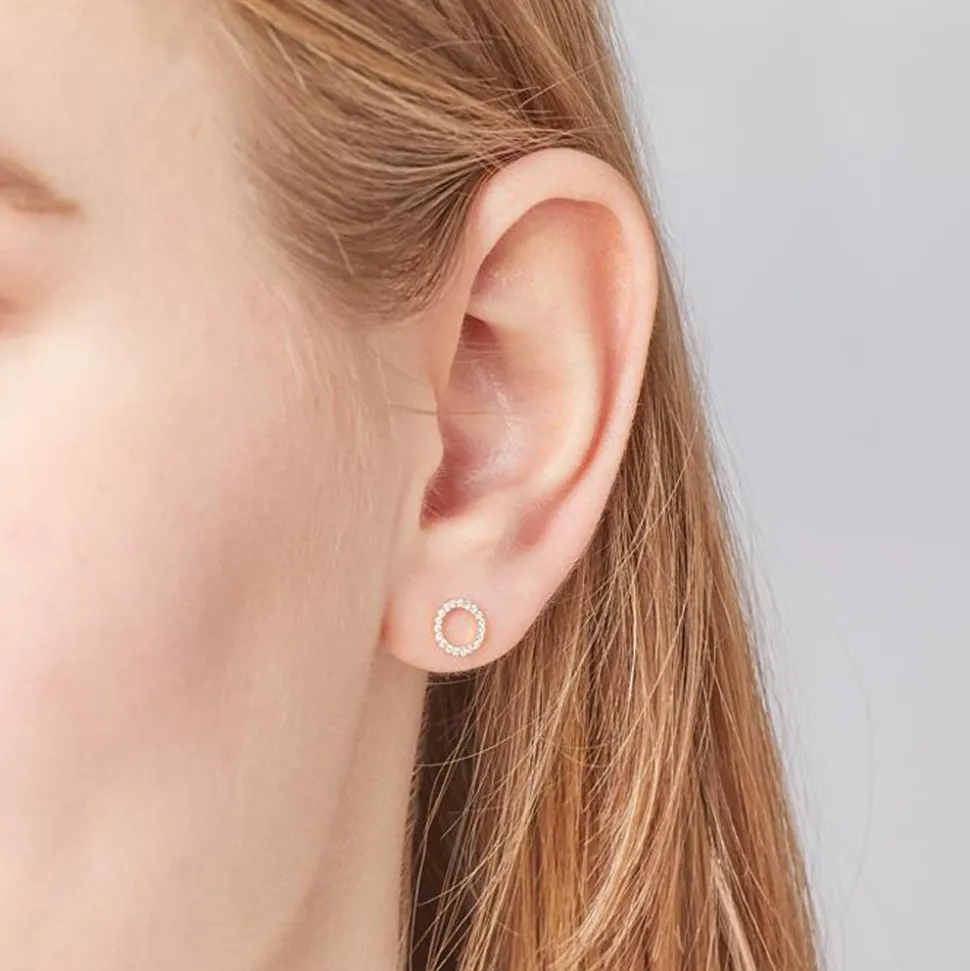 750er Gelbgold-Ohrringe Kreis 38 Diamanten BDE0005-18KG