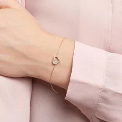 375er Gold Herzarmband für Damen mit Zirkonia GB0031