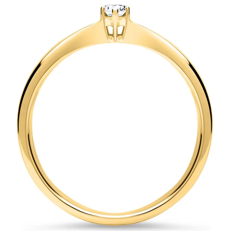 585er Gold Solitärring mit Brillant 0,10 ct., lab-grown VR0134-LSL