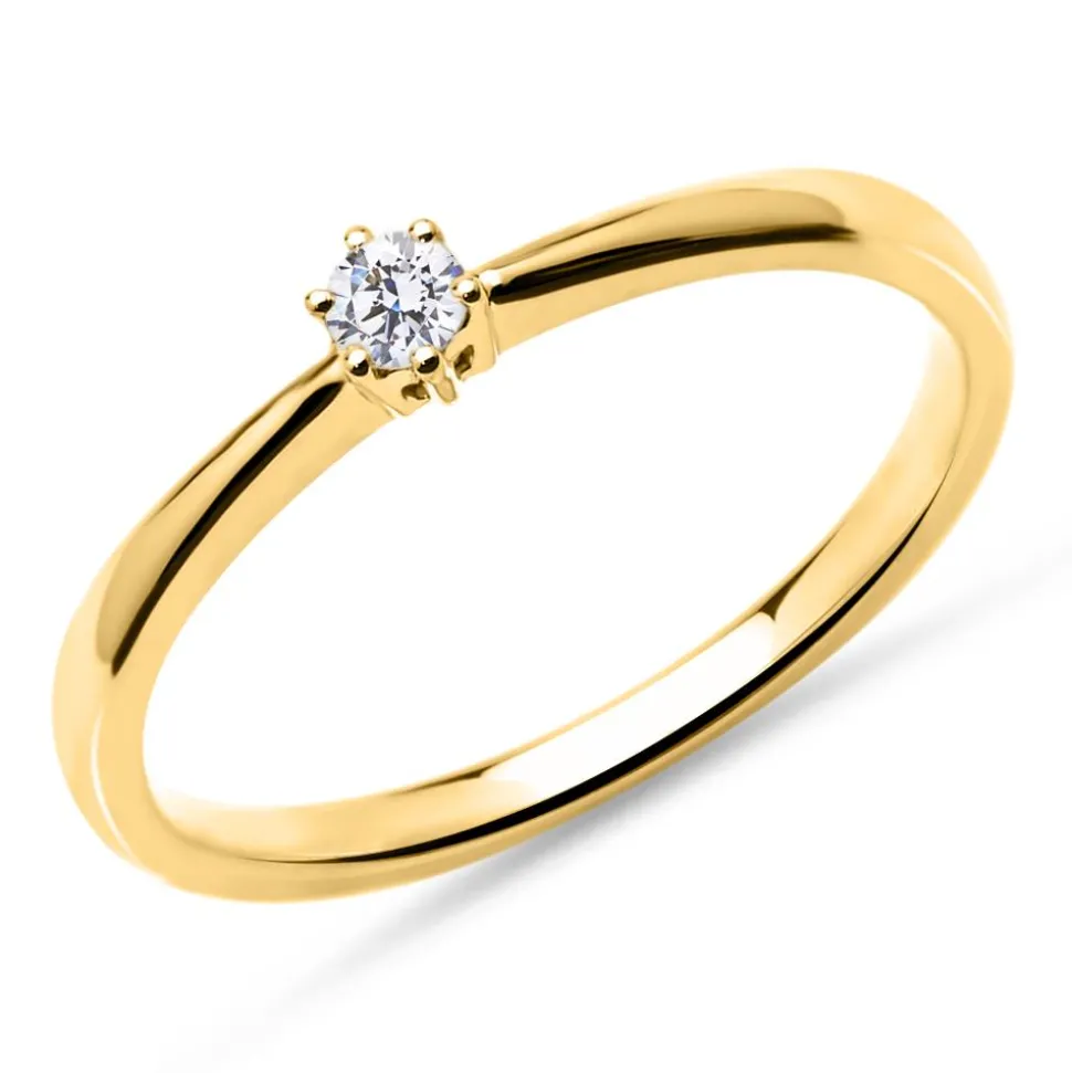 585er Gold Solitärring mit Brillant 0,10 ct., lab-grown VR0134-LSL