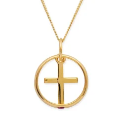 333er Gold Taufkette: Rubin Kreuz KTR0022SLK