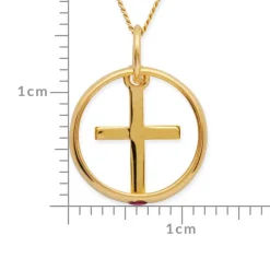 333er Gold Taufkette: Rubin Kreuz KTR0022SLK