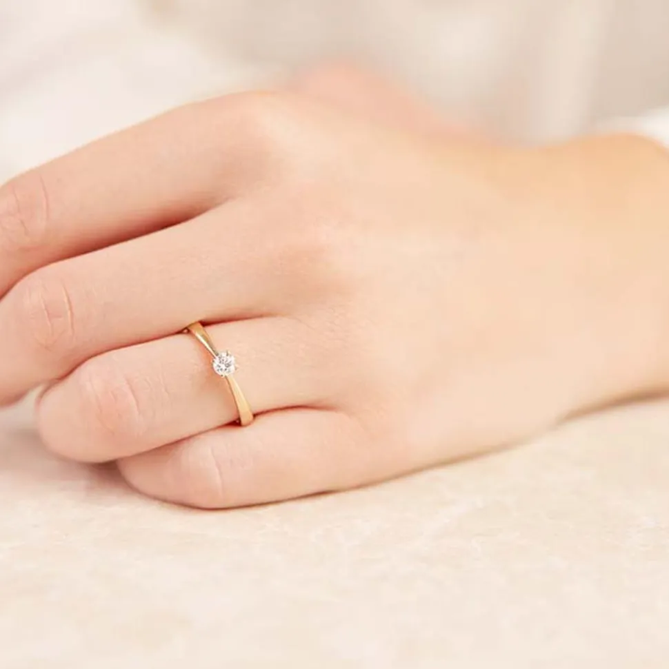 585er Gold Verlobungsring Diamant 0,15 ct., lab-grown VR0136-LSL