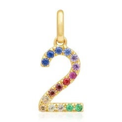 585er Goldanhänger Zahl 2 mit Saphiren, mehrfarbig BDP0056-14KGSL