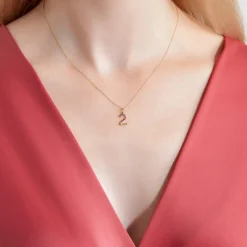 585er Goldanhänger Zahl 2 mit Saphiren, mehrfarbig BDP0056-14KGSL