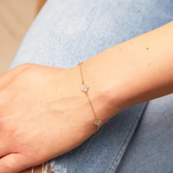 585er Goldarmband für Damen mit Blüten aus Perlmutt GB0035-14KG