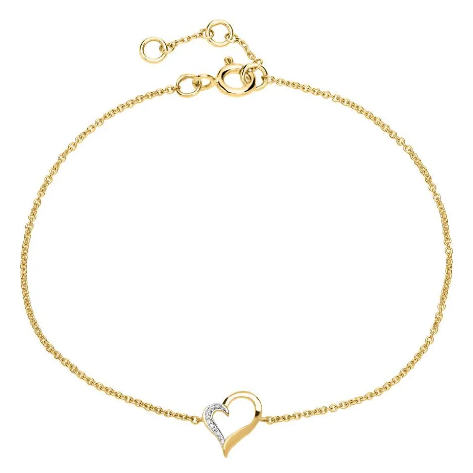 585er Goldarmband Herz mit Diamanten BDB0009-14KGSL
