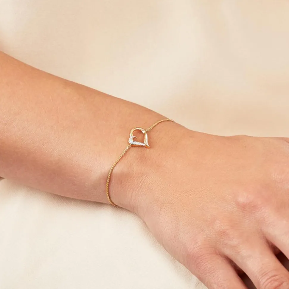 585er Goldarmband Herz mit Diamanten BDB0009-14KGSL