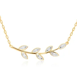 585er Goldkette im Blattdesign mit Diamanten DN0060