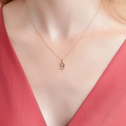 585er Goldkette Zahl 9 mit Saphiren, bunt BDP0063-14KGSLK