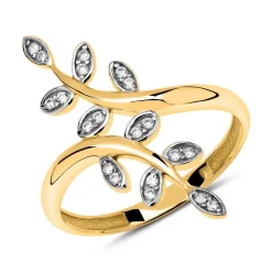 333er Goldring Blätterranken aus 8K Gold mit Zirkonia GR0180