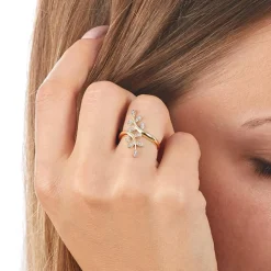 333er Goldring Blätterranken aus 8K Gold mit Zirkonia GR0180