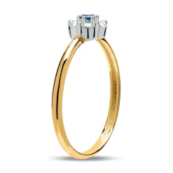 333er Goldring mit Zirkonia in Blau und Weiß GR0182