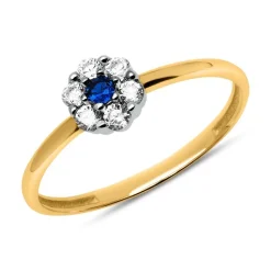 333er Goldring mit Zirkonia in Blau und Weiß GR0182