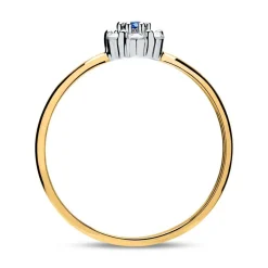 333er Goldring mit Zirkonia in Blau und Weiß GR0182