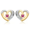 585er Ohrringe 2 Rubine 2 Diamanten 0,008 ct. DE0162
