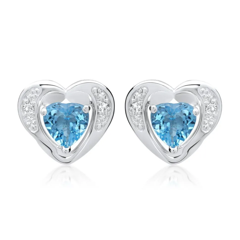 585er Ohrringe 2 Topase 4 Diamanten 0,02 ct. DE0166